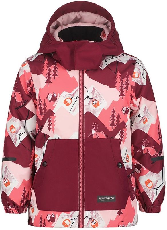 Icepeak - Jena Kd I - Gewatteerde Jas - Rood/Wit/Roze - Voor Kinderen