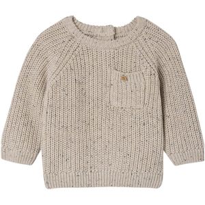 Baby - Ribgebreide Trui - Gemêleerd Beige - Lange Mouwen - Geknoopt op de Rug
