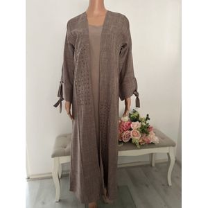 Abaya - Taupe - Lange Luxe Abaya voor Dames - Elegante Kimono Stijl - Comfortabele Pasvorm