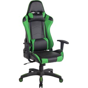 Bureaustoel - Game stoel - In hoogte verstelbaar - Kunstleer - Groen/zwart - 65x47x138 cm