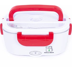 elektra wave - elektrische lunchbox volledige set- elektrische broodtrommel- lunchbox volwassenen- rood wit