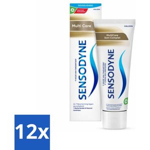 12 x Sensodyne - Tandpasta - MultiCare - Complete Tandverzorging - 75 ml - Tandpasta Gevoelige Tanden - Tandplak Verwijderen - Tandglazuur Versterken - Gevoeligheid Tanden - Mondverzorging