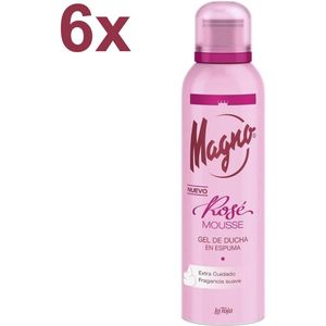 Magno Rosé Mousse – Douchegel in Schuim – Extra Verzorging – Zachte Geur – 6x 200 ml – Voordeelverpakking