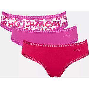 sloggi GO Crush Hipster 3 pak Dames Onderbroek - Rose - Rood combinatie - Maat L