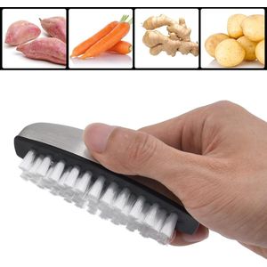 TheLau - Keukenreinigingsborstel voor Fruit Groenten Zeevruchten - Hand- en Nagelborstel - Schoenenborstel - Aardappelradijs - Fruitschil Tot Modderborstel_ELiminatie Geur_Roestvrijstalen Handvat.