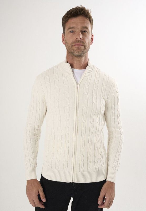 Felix Hardy - Kabelgebreid Vest - Ecru - 100% Katoen - Heren - 2XL