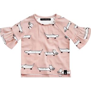 Your Wishes Ruffle Top Puppy in the Park - Top - Driekwart Mouwen - Roze - Meisjes - Maat: 62/68