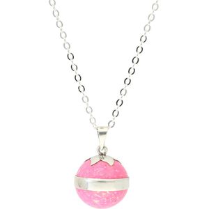 La Rosa Princesa Bola Zwangerschapsketting - Zilver - Roze Opaal