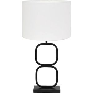 Light & Living Tafellamp Lutika/Polycotton - Zwart/Wit - Ø30x67cm -
