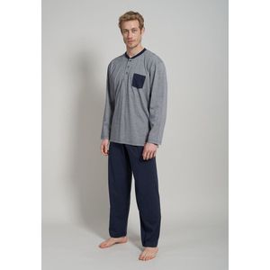 Ceceba heren pyjama O-hals met knoopjes - donkerblauw -  Maat: XXL