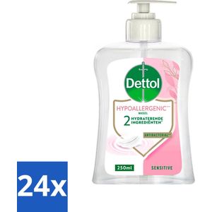24 x Dettol - Handzeep - Hypoallergenic - Gevoelige Huid - 250 ml - Handzeep - Hypoallergeen - Gevoelige Huid - Antibacterieel - Dermatologisch Getest