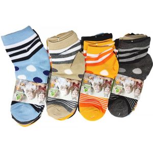 Kindersokken - 5 paar - Stipjes en streepjes - Katoen - Maat 23-27