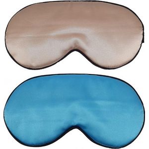 Slaapmaskers Extra Zacht Satijn – 2 Stuks -Goud & Licht Blauw - Thuis - Slaapmasker - Verduisterend - Onderweg - Vliegtuig - Festival - Slaapcomfort - oDaani
