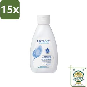 15 x Lactacyd – Ultra Hydraterend – Voor tijdens en na de overgang – 200 ml - Grootverpakking - Wasemulsie Overgang - Hydratatie Overgang - Droogheid Intieme Zone - Jeuk Intieme Zone - PH-balans Intieme Zone