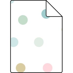 Proefstaal ESTAhome behang stippen roze, blauw, groen en goud - 26,5 x 21 cm - 139041-S