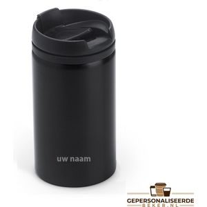 RVS Koffie To Go beker - Thermosbeker - Zwart - 290 ml - Theebeker - * GRATIS Personalisatie mogelijk*
