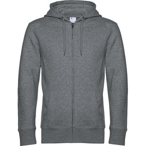 KING Zipped Hooded Sweatshirt B&C Collectie maat L Heather Mid Grijs