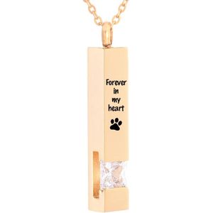 Luxe Ashanger | Met Ketting En Gravering | Forever In My Heart | Assieraad | Rosegoud Met Witte Steen | As Ketting | Gedenksieraad | Urn | Incl. As vuller