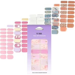 YUBBI Nail Art Nagel Stickers - Nail Wraps - Stencils - Zelfklevend - 10 Vellen - Pastel Assortiment