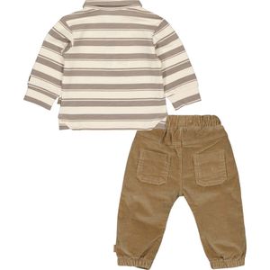 B.E.S.S. Baby jongens kledingset : Poloshirt en Ribcord Broek Zand maat 80