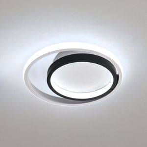Delaveek-Ronde LED Aluminium Plafondlamp -Zwart+Wit -28W 3400lm -25*25*5cm - Koel Wit 6500K