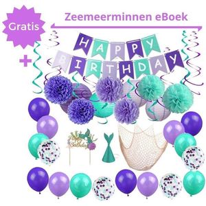 Daily Essentialz Zeemeermin Versiering - Zeemeermin Verjaardag - De Kleine Zeemeermin - The Little Mermaid - Feestversiering - Happy Birthday Slinger - 46 Delig XL