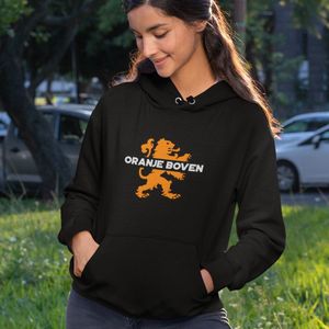 Zwarte Koningsdag Hoodie Oranje Boven 2 Kleuren - Maat XL - Uniseks Pasvorm - Oranje Feestkleding