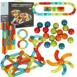 Playos® - Magnetische Staafjes - 76 delig - met LED Verlichting - Constructiespeelgoed - STEM Speelgoed - Montessori Speelgoed - Magnetische Bouwblokken - Constructie Speelgoed - Educatief Speelgoed