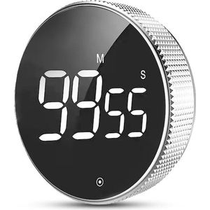 Digitale Kookwekker Zilver van METU-Online - Smart Timer - LED Display - Magnetisch met Handige Draaiknop - Barbecue kookwekker magneet - BBQ wekker