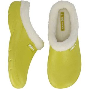 XQ tuinklompen dames - apple green uni - met bont - maat 40