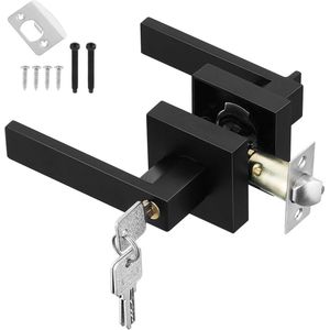 Zwarte binnendeurklink met slot en sleutel voor slaapkamer kantoor - links of rechtshandig