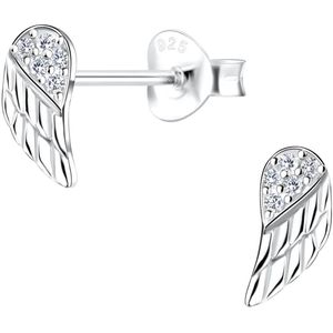 Joy|S - Zilveren vleugel oorbellen - engelen vleugeltjes oorknopjes voor kinderen - 4 x 9 mm