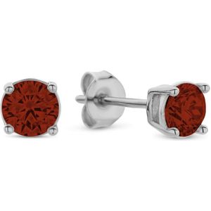 New Bling 9NB-1164 Zilveren Oorknopjes met Zirkonia Steentje 4mm - Rood - Rhodium - Zilver