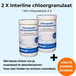 2 x Interline Chloorshock 1 kg - Inclusief doseerschema - Chloorgranulaat voor zwembad - Chloorshock - chloorpoeder voor kleine en middelgrote zwembaden