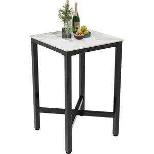 Jurrys Bartafel - Wit - Bar - Tafel - Slijtvast - Eetkamer - Vierkant - 105cm Hoog - Gesinterd stenen - Kantoor