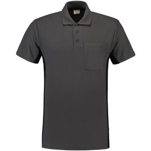 Tricorp 202002 Poloshirt Bicolor Borstzak - Donkergrijs/Zwart - 8XL