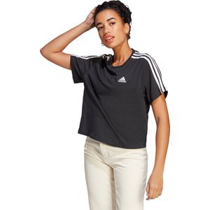 adidas Sportswear Essentials 3-Stripes Single Jersey Croptop - Dames - Zwart- 2XL