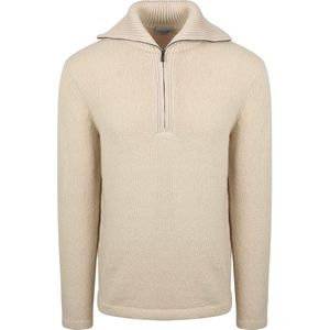 Suitable Deep Zip Pullover Boiled Wool Ecru - Maat S - Heren - Schipperstrui - Schipperstrui met rits - Volwassen mannen