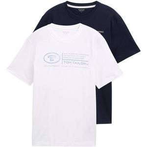Tom Tailor - T-shirt - Wit - 2-delig - Met Logoprint