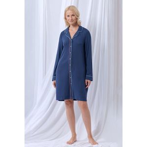 Lords & Lilies slaapkleed dames doorknoop - donkerblauw - 252-50-XDF-Z/831 - maat M