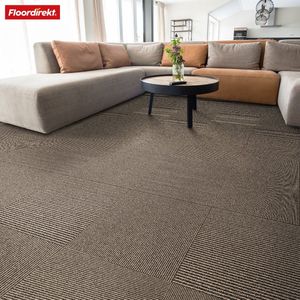 FLOORDIREKT Tapijttegels Bern - 1 Stuk - 50cmx50cm - Tegels Tapijten - Robuust Tapijt - Vloertegels met Antislip Vinylrug - Beige