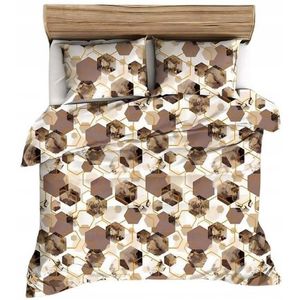 Flanellen Dekbedovertrek 140x200cm Bruin Wit Geometrisch Katoen