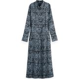 Scotch & Soda Belted Pleated Hem Midi-jurk Met Lange Mouwen