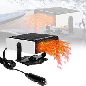 ApexArte® Auto Verwarming Ventilator - Auto Kachel 12 Volt - Heater - Ontdooier - 360 Graden Rotatie - Zwart met Wit