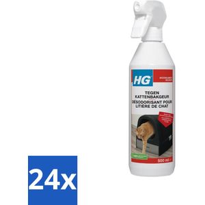 HG - Tegen Kattenbakgeur - Neutraliseert Geuren - 500 ml - Voordeelverpakking - 24 stuks