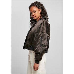 Urban Classics - Short Oversized Satin Bomber jacket - S - Zwart