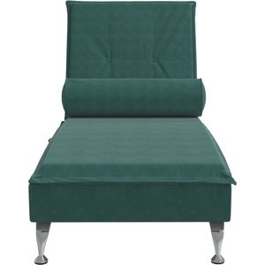 vidaXL - Massage - chaise - longue - met - bolster - fluweel - donkergroen