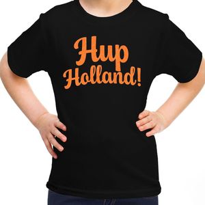 Bellatio Decorations Oranje supporter shirt meisjes - Hup Holland - zwart - EK/WK voetbal - Nederland 110/116