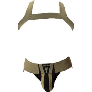 Barcode Berlin Multipack 1x Zuri Jockstrap Darkarmy/Black + 1x Harness Matt Pop Grasslandbeige - MAAT S - Heren Ondergoed - Jockstrap voor Man - Mannen Jock