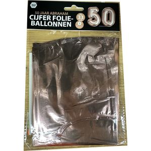 50 Jaar Abraham - Cijfer Folie-Ballonnen - ca. 33cm - Met Ophang Oogjes